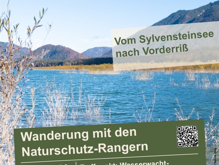 Plakat zur  Wanderung mit Naturschutzrangern vom Sylvenstein nach Vorderiss am 4. Juli 2026, &copy; Landratsamt Bad T&ouml;lz-Wolfratshausen, Foto Sabine Gerg