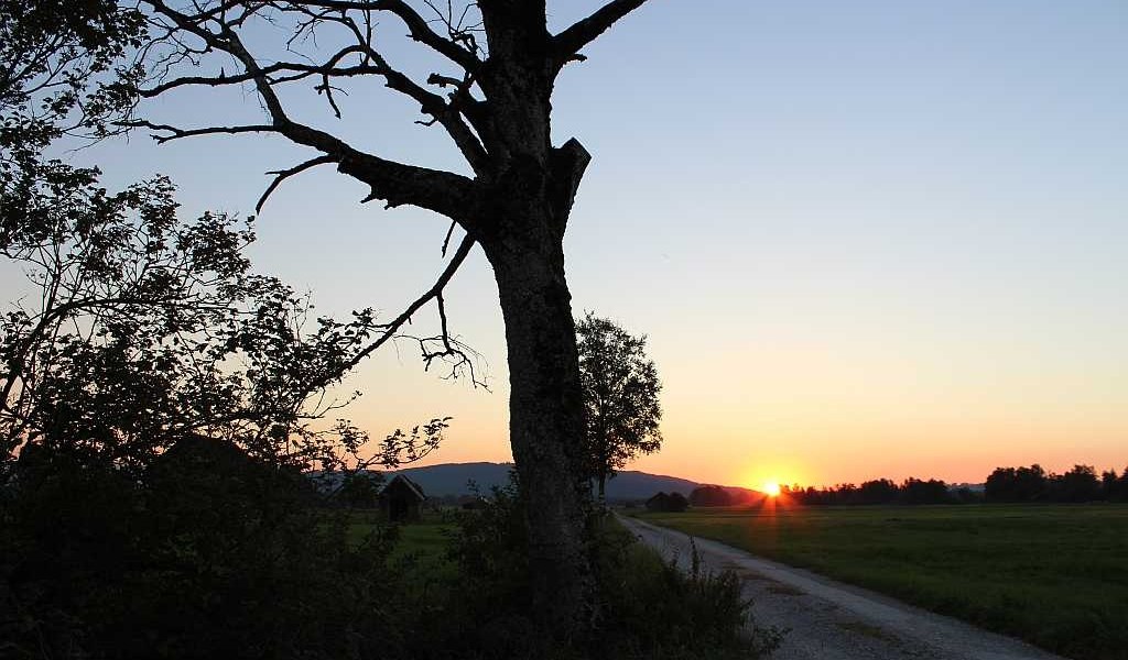 Sonnenuntergang am Moosrundweg, © Tölzer Land Tourismus