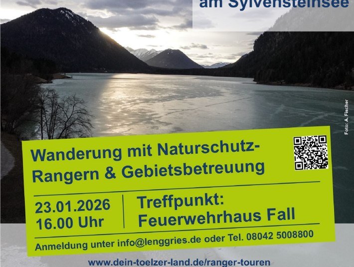 Plakat zur Tour am 23.1.26 Winterstimung am Sylvenstiensee, © Landratsamt Bad Tölz-Wolfratshausen|Foto: A. FIscher